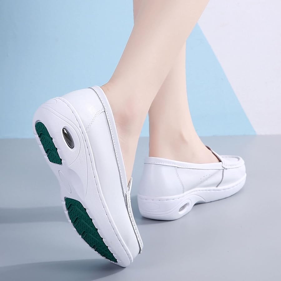 white leather shoes nursing