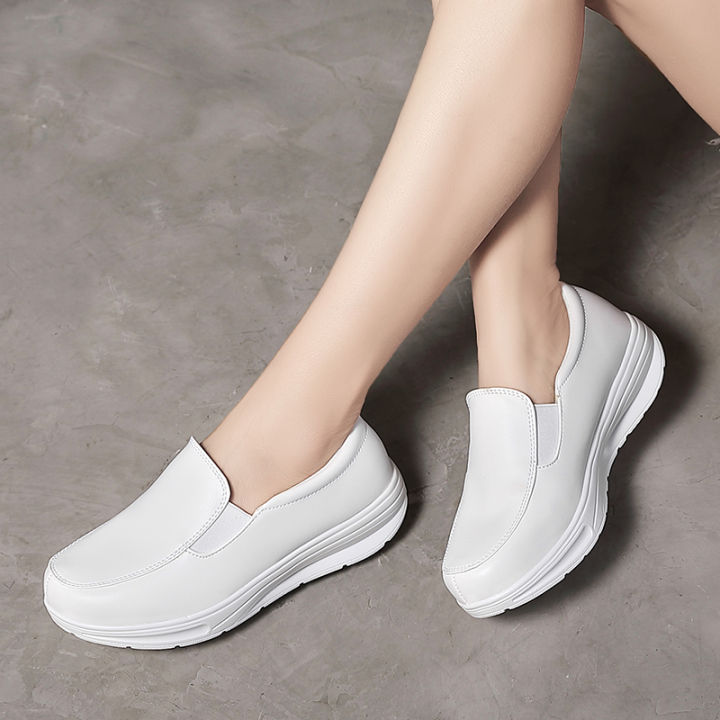 white leather shoes nursing