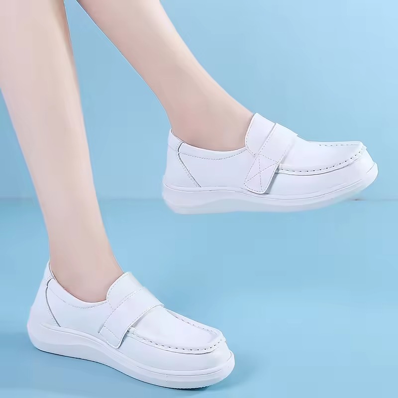 leather nursing shoes white