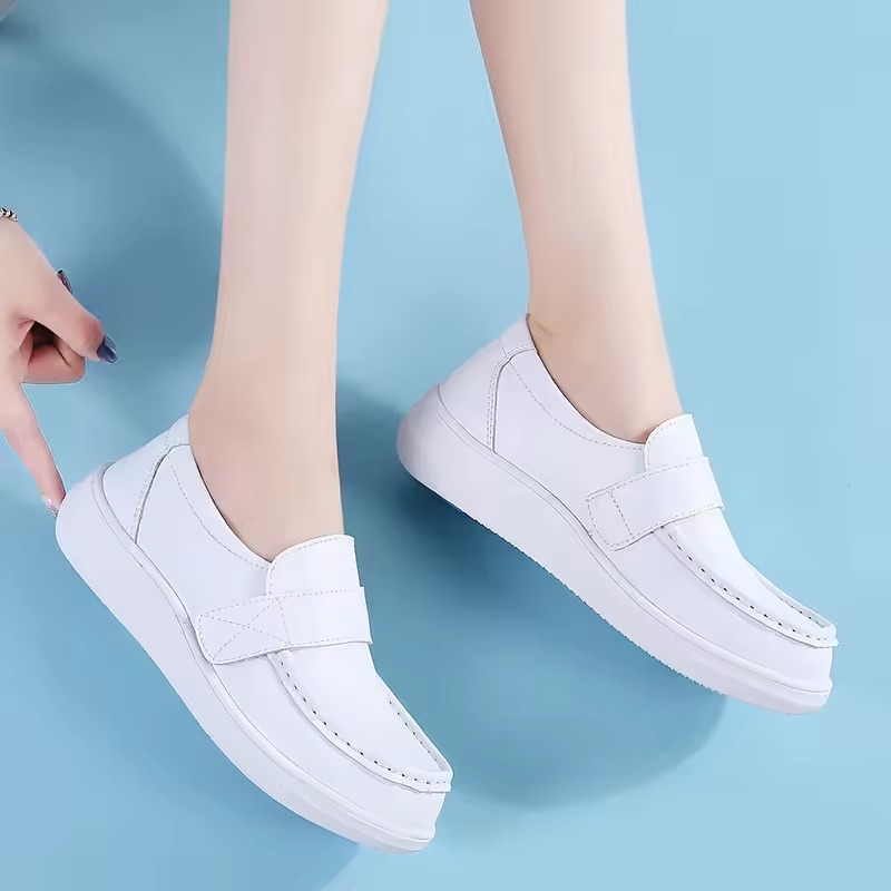 leather nursing shoes white