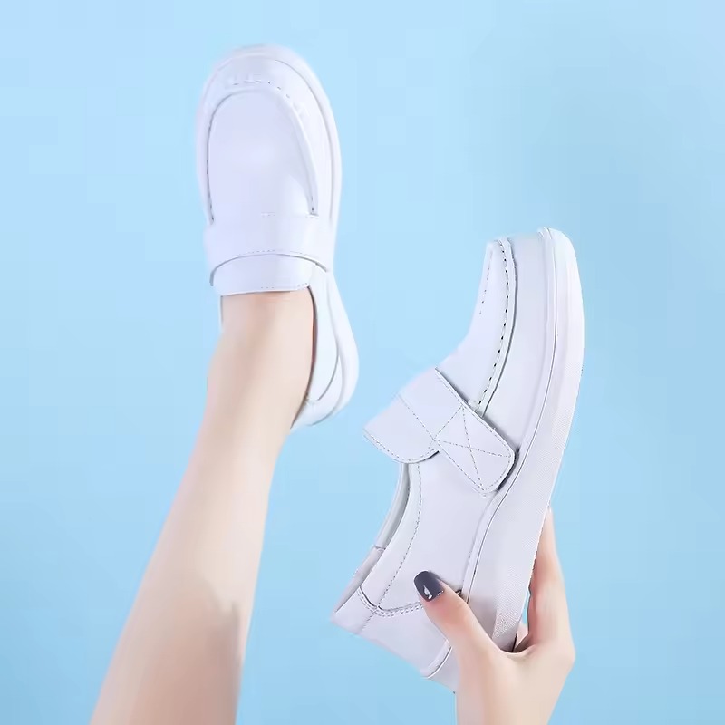 leather nursing shoes white 