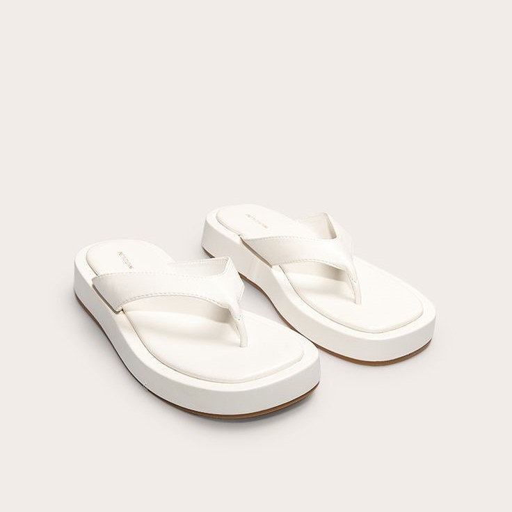 white flip flop sandals