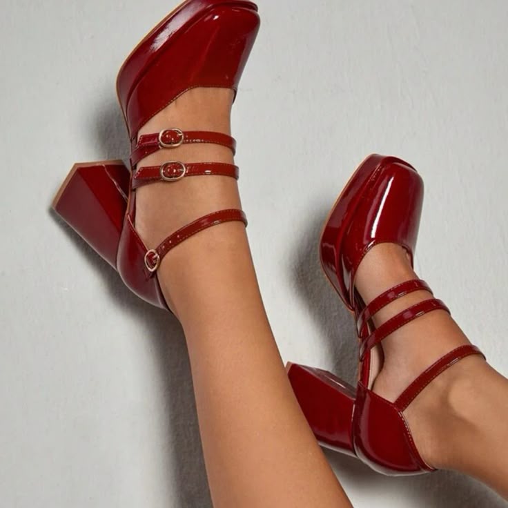 red mary jane platform shoes