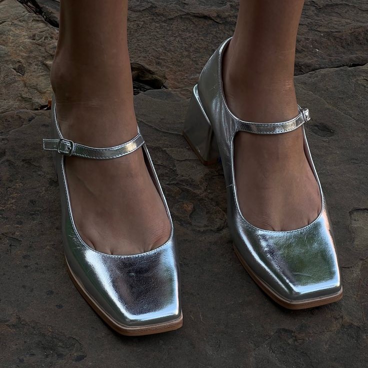 silver mary jane shoes