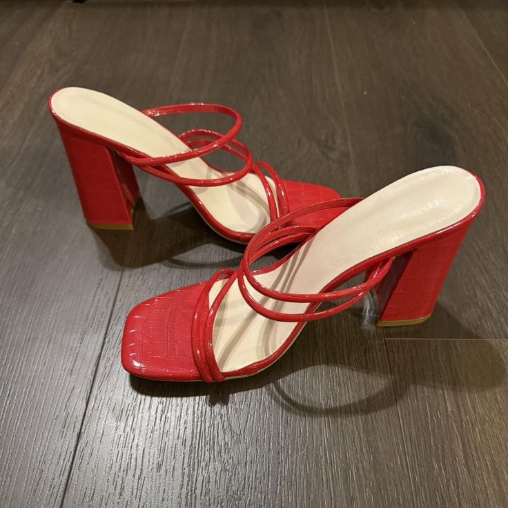 red platform heels