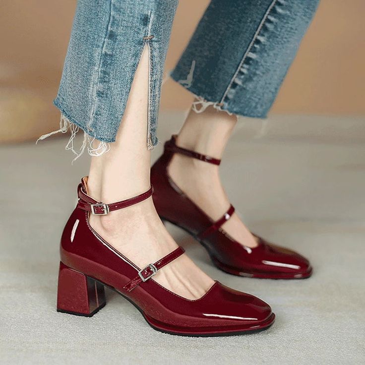 red mary jane platform shoes