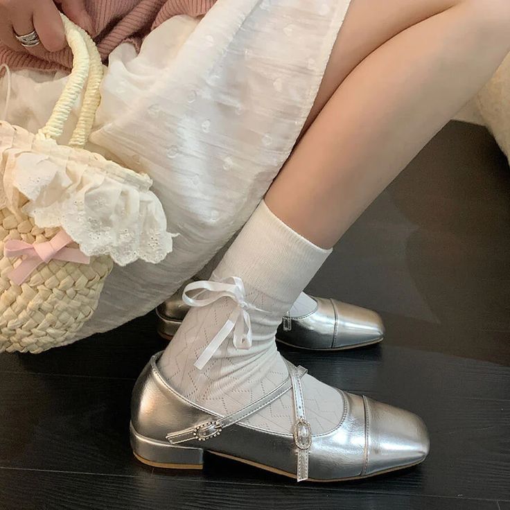 silver mary jane shoes