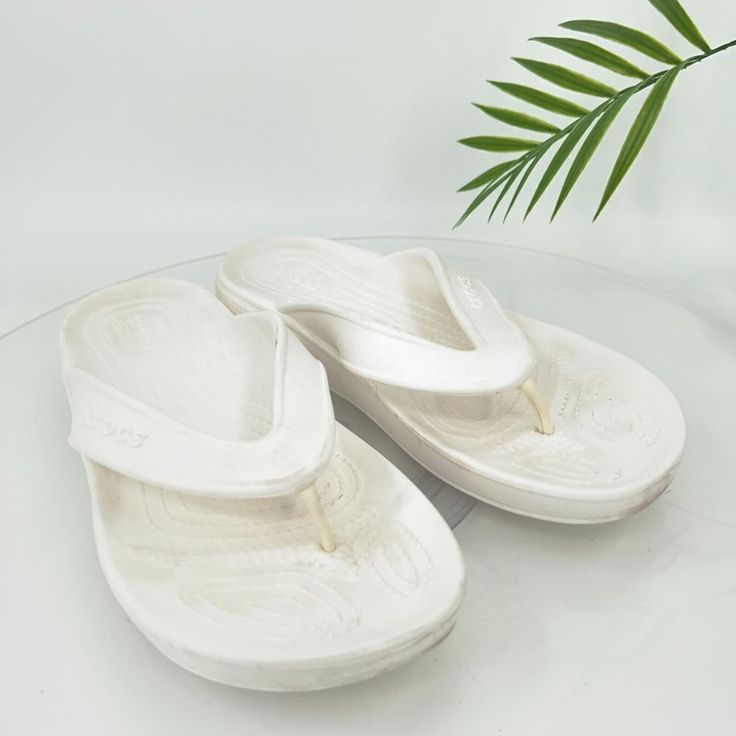 white flip flop sandals