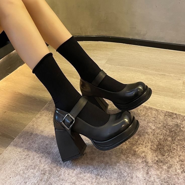 chunky mary jane platform shoes