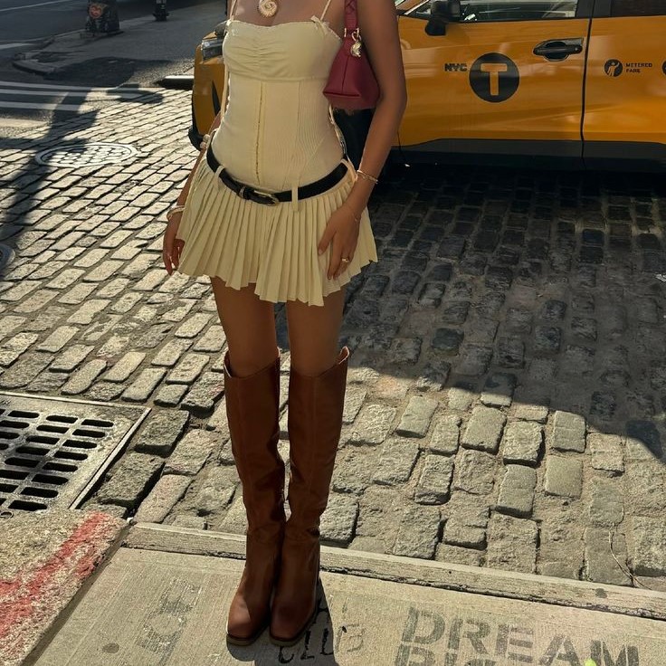 brown knee high boots outfit