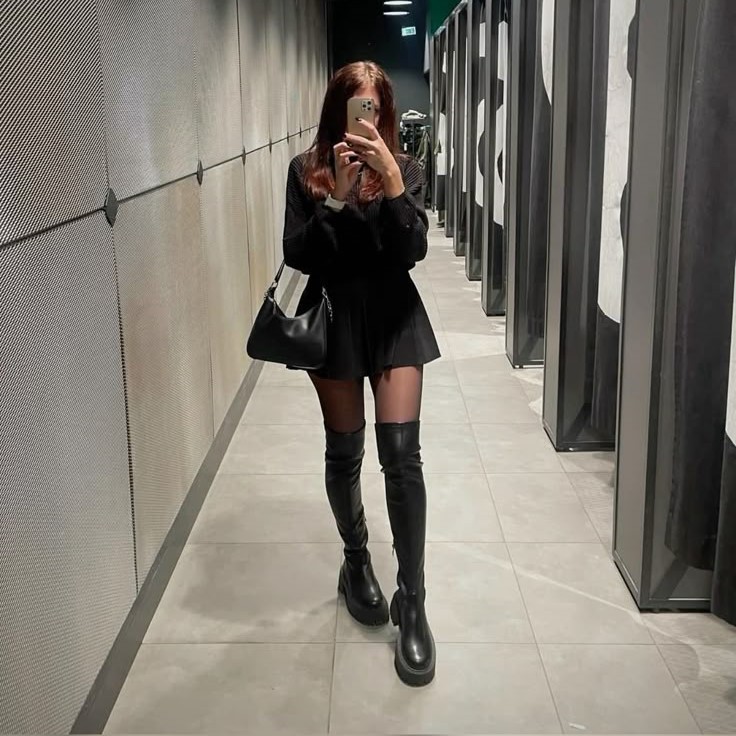 night out knee high boots outfit