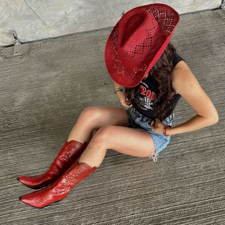 red cowboy boots outfit