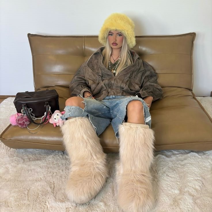 fur boots outfit