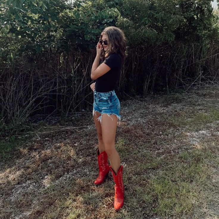 red cowboy boots outfit