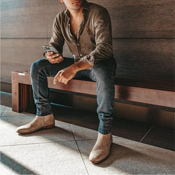 brown boots men outfit