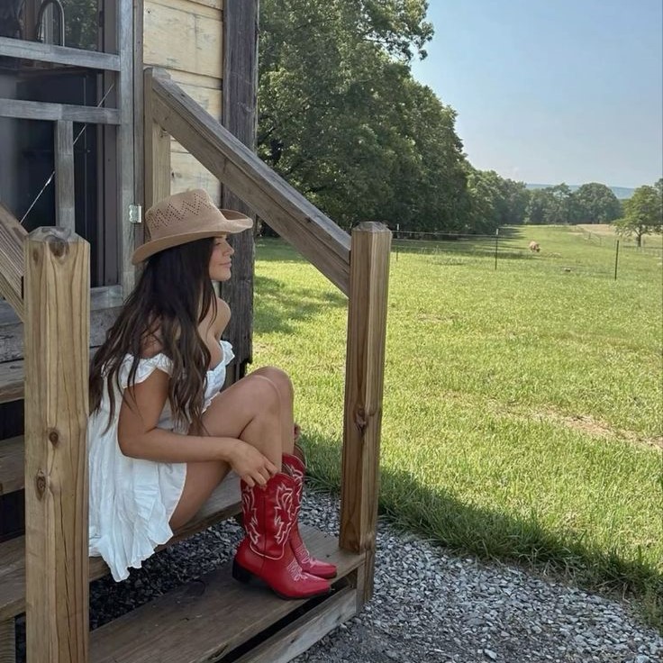 red cowboy boots outfit