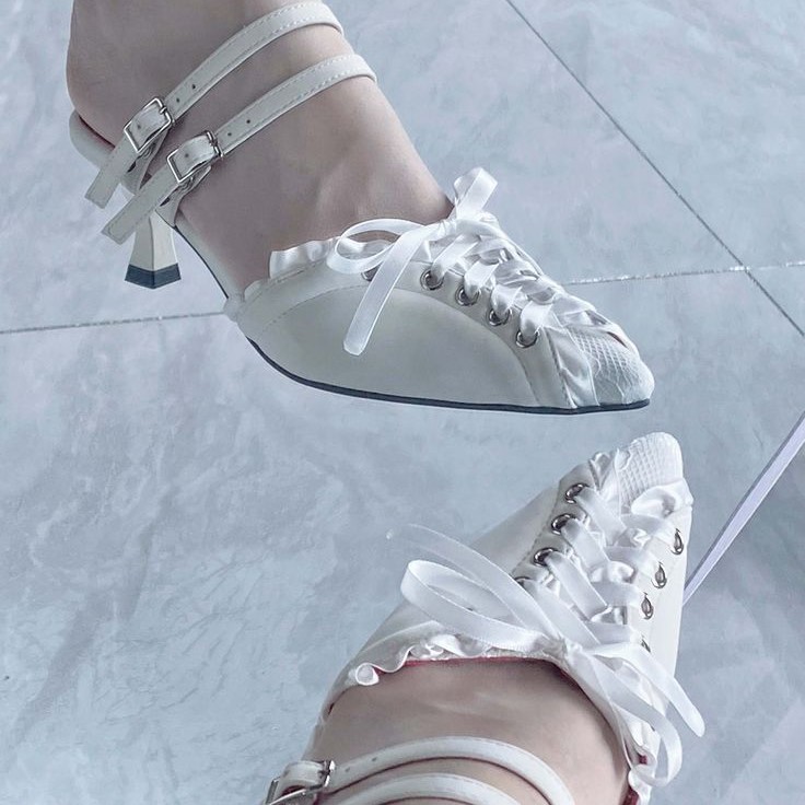 white lace shoes