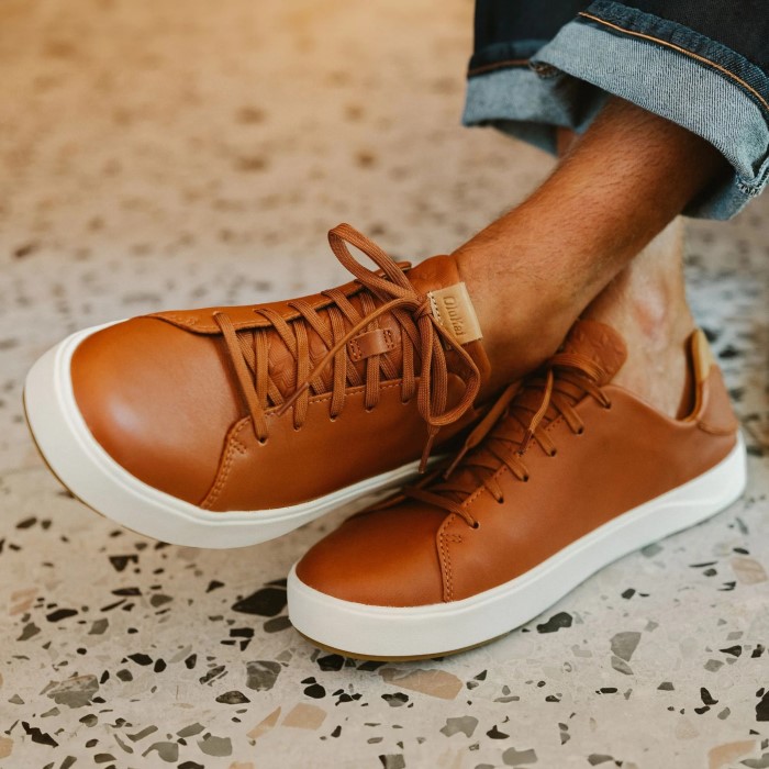 brown leather sneakers