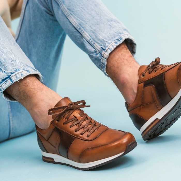 brown leather sneakers