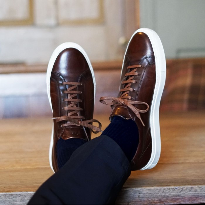 brown leather sneakers