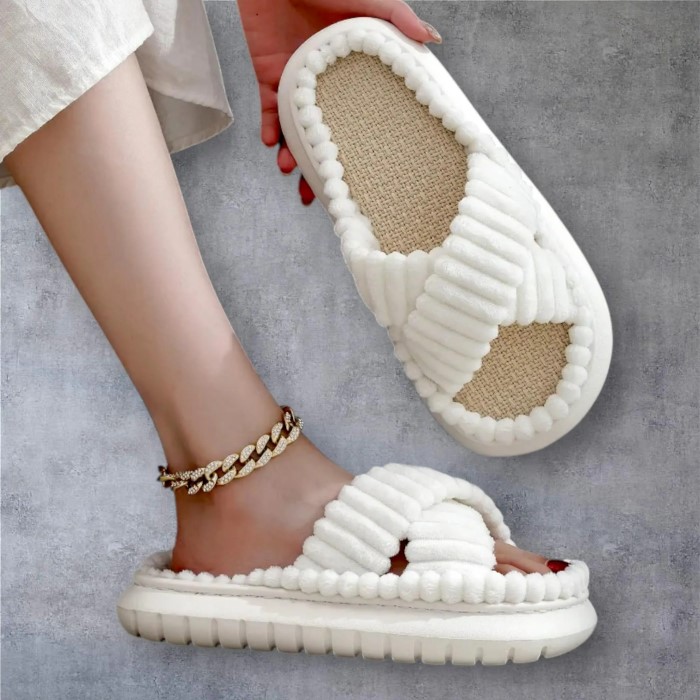 women's cross band slippers