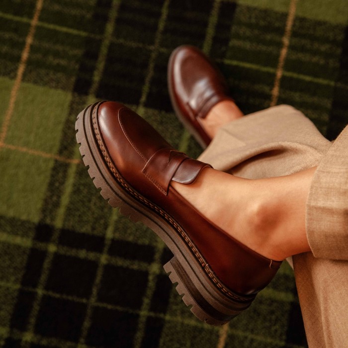 brown loafers